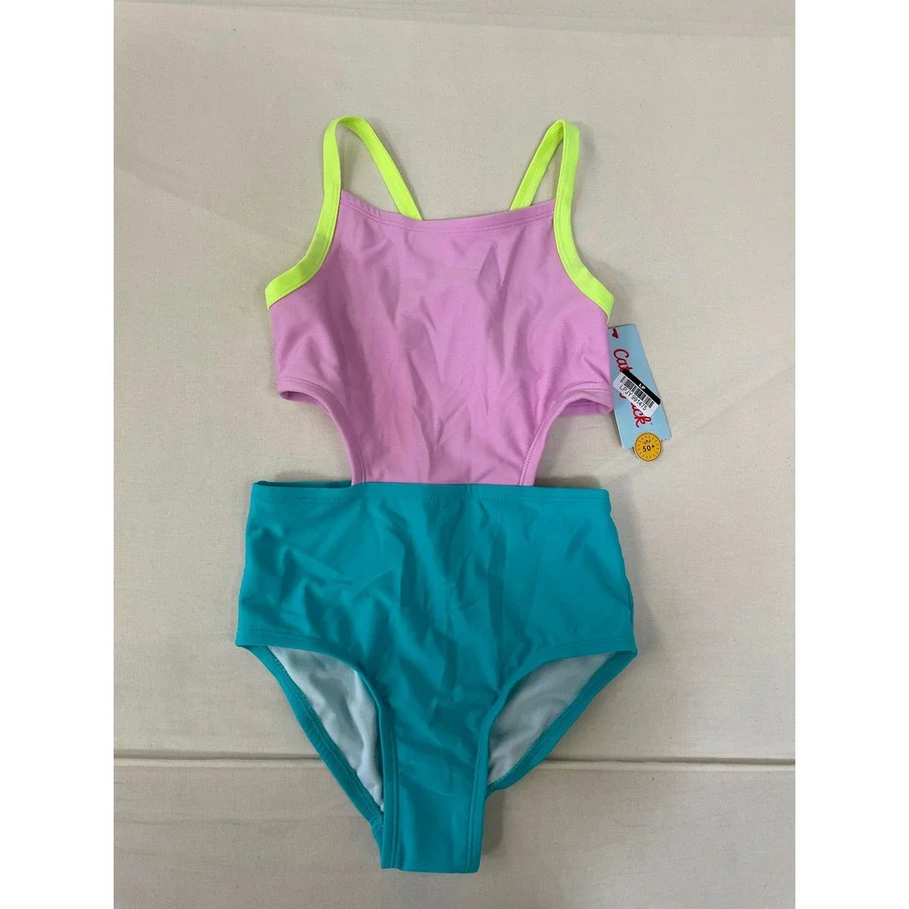 Cat & Jack Girls Colorblock Cutout One-Piece Swimsuit Size M 8 NWT
